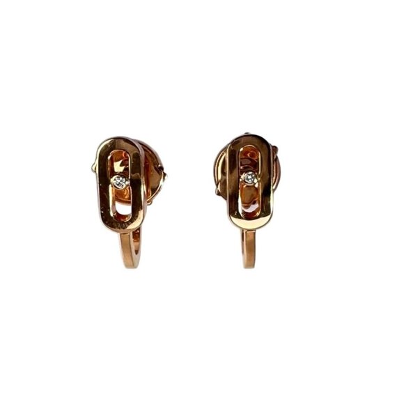 Messika Move Uno Mini Hoops Yellow Gold Diamond Earrings - Picture 1 of 16